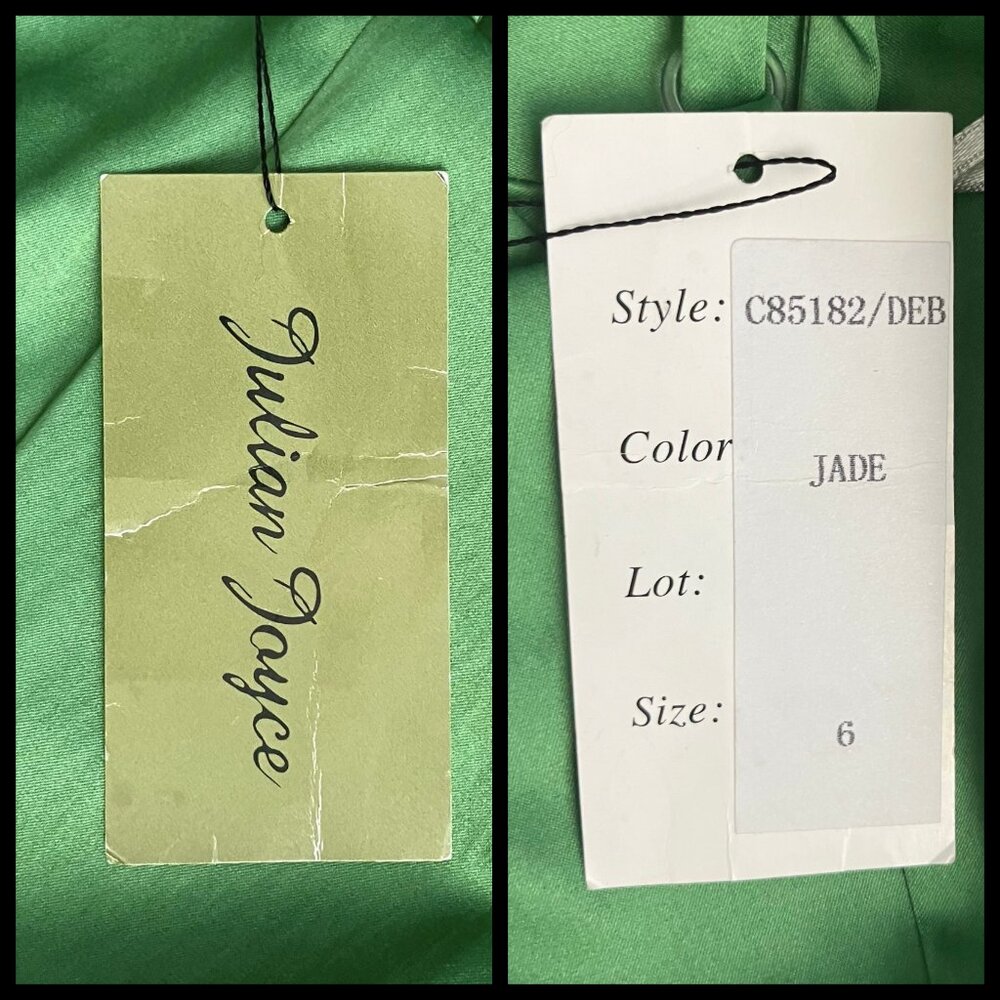 NWT Vintage Y2K Julian Joyce Midi Cocktail Dress Green Sequins Fairy. XS 6. Hoco - Picture 14 of 14